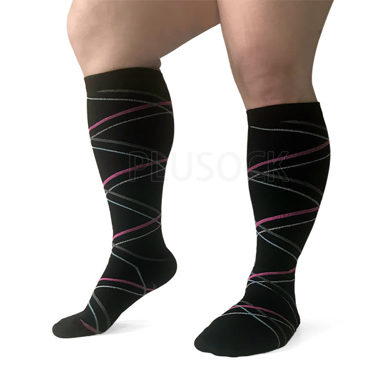 2XL-7XL Ribbon Kompressionsstrümpfe in Übergröße (3 Paar)