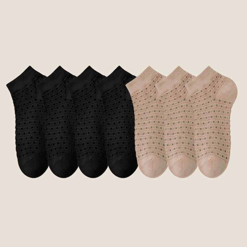Knöchelsocken aus hohlem Netzgewebe (7 Paar) - Schwarz*4+Khaki*3 - EU38-44 (US5-11) - image 21
