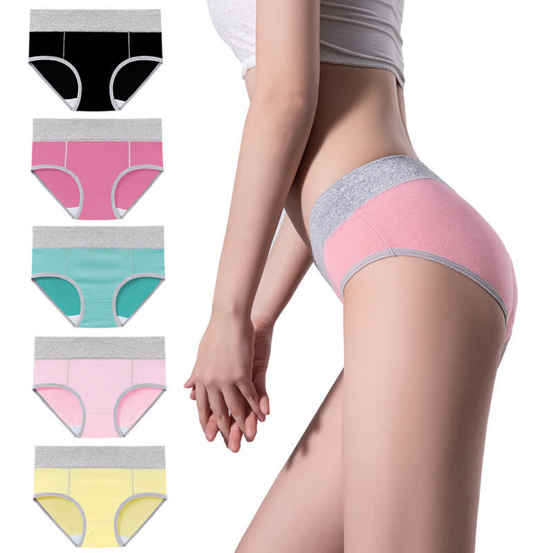 Antibakterielle Baumwoll-Slips mit hoher Taille in Übergröße (5 Paar)