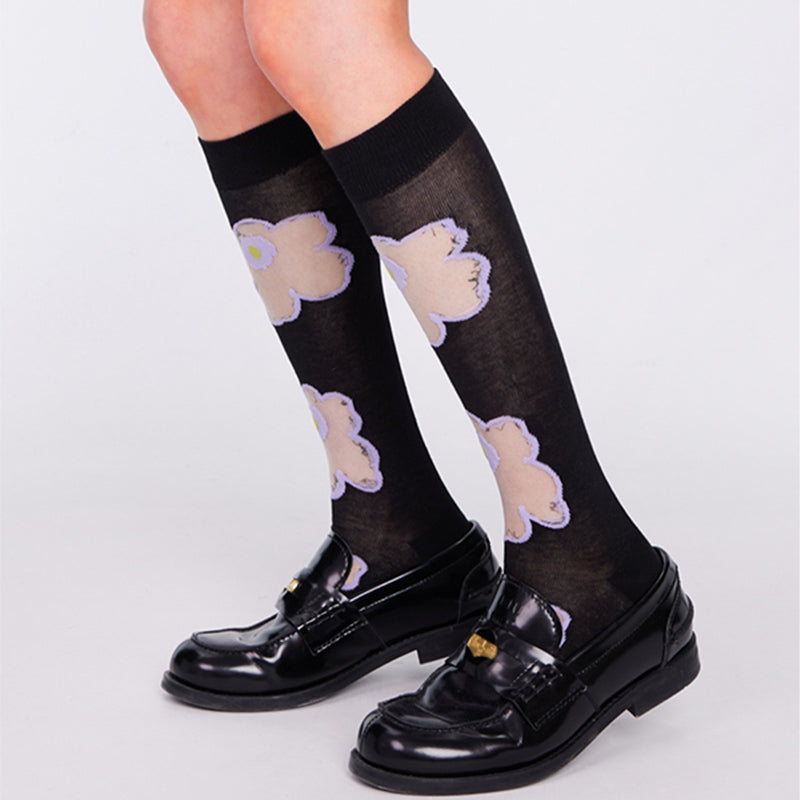 Transparente Socken aus Glas mit Blumenmuster in Lila - image 3
