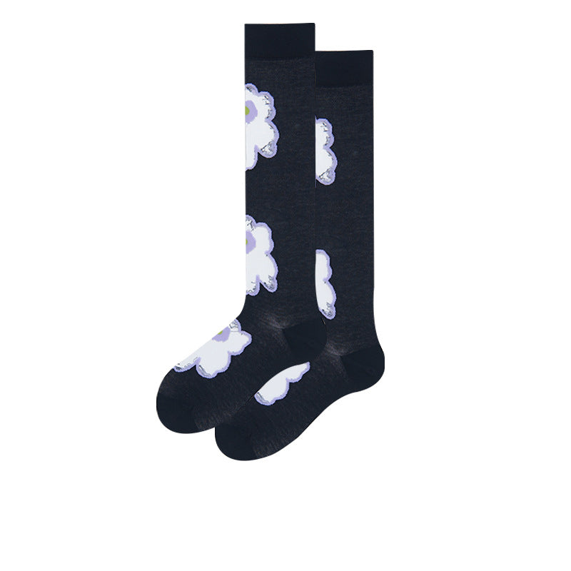 Transparente Socken aus Glas mit Blumenmuster in Lila