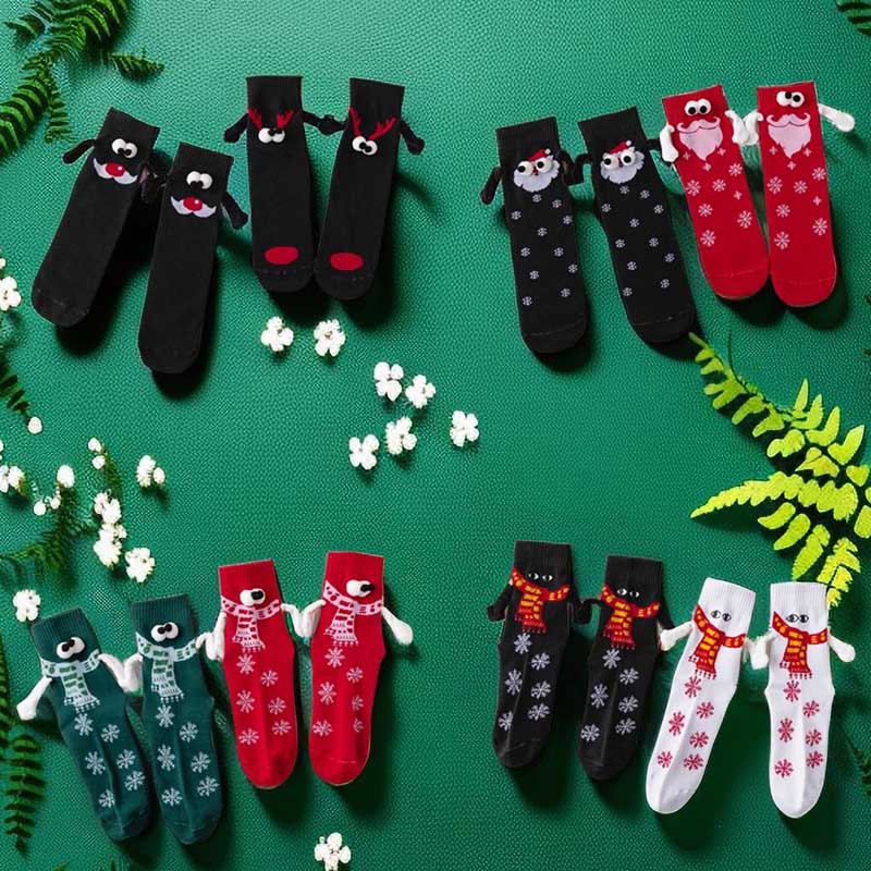 Weihnachts-Viertel-Socken mit Händchenhalten in Übergröße (4 Paar) - image 1