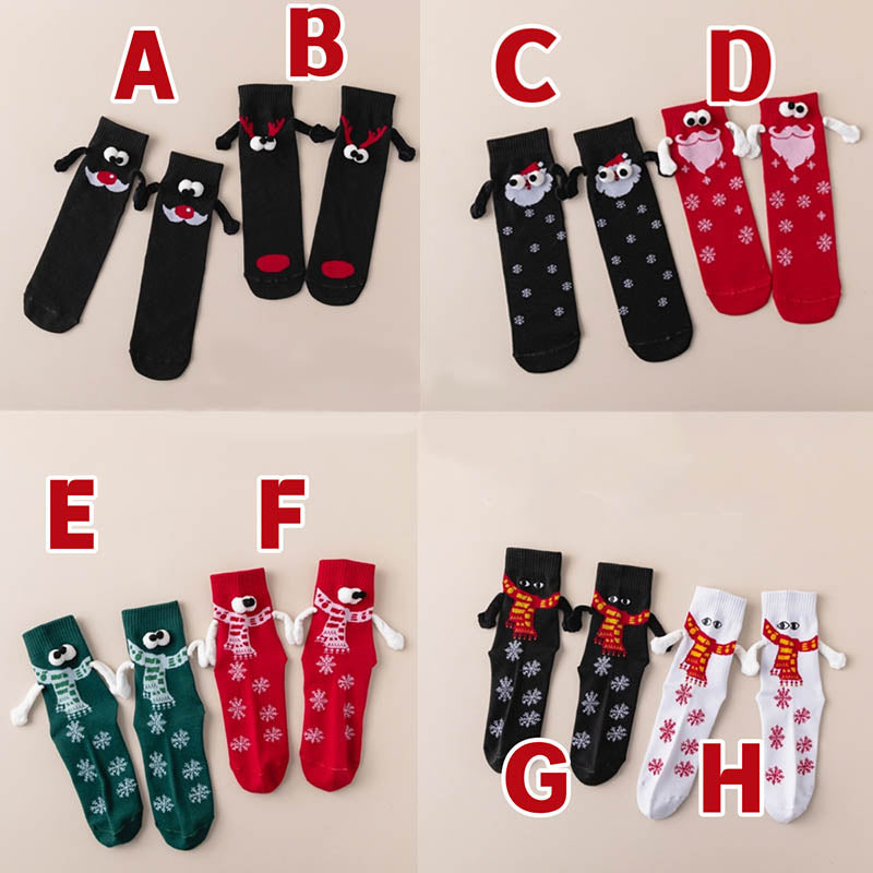 Weihnachts-Viertel-Socken mit Händchenhalten in Übergröße (4 Paar)