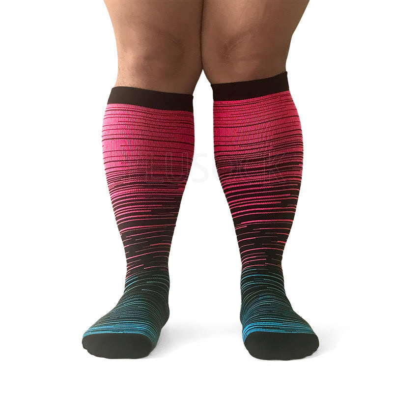 2XL-7XL Bunte Cool Lines Kompressionsstrümpfe in Übergröße (3 Paar)