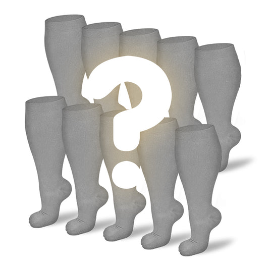 Überraschungsbox mit Kompressionsstrümpfen in Übergröße (10 Paar)