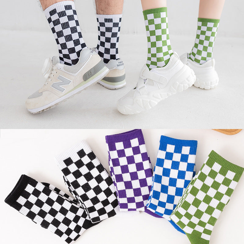 Viertelsocken mit Schachbrettmuster in Übergröße (6 Paar)