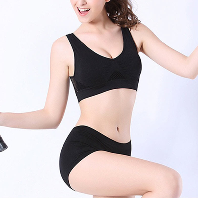 Mesh-Cutout-Sport-BHs in Übergröße (2er-Pack)