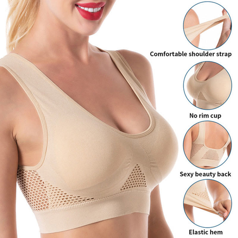 Mesh-Cutout-Sport-BHs in Übergröße (2er-Pack)