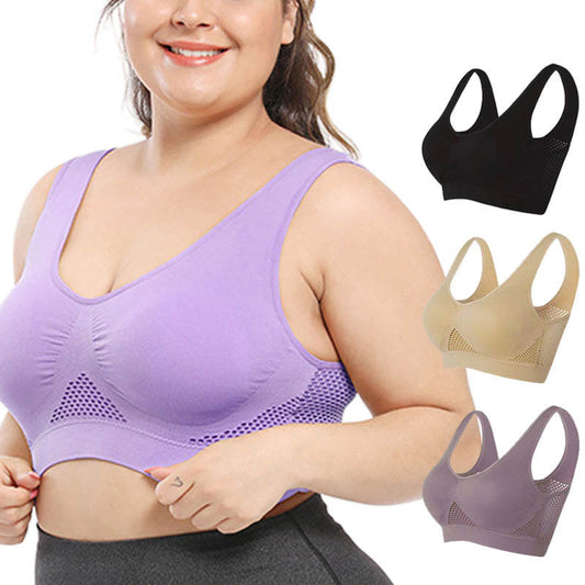 Mesh-Cutout-Sport-BHs in Übergröße (2er-Pack)