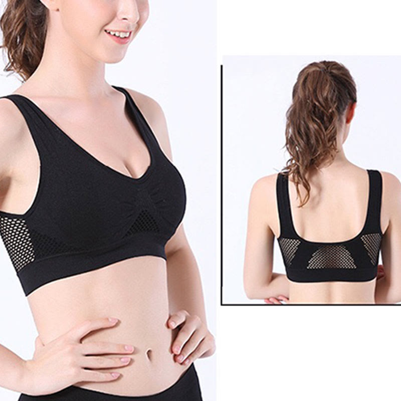 Mesh-Cutout-Sport-BHs in Übergröße (2er-Pack)