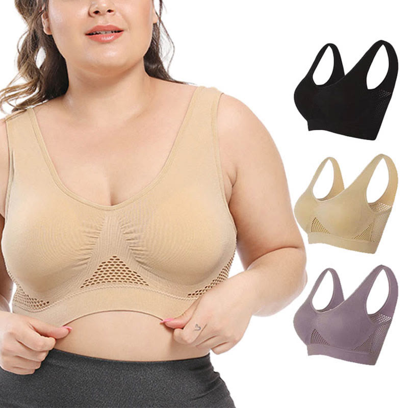Mesh-Cutout-Sport-BHs in Übergröße (2er-Pack)