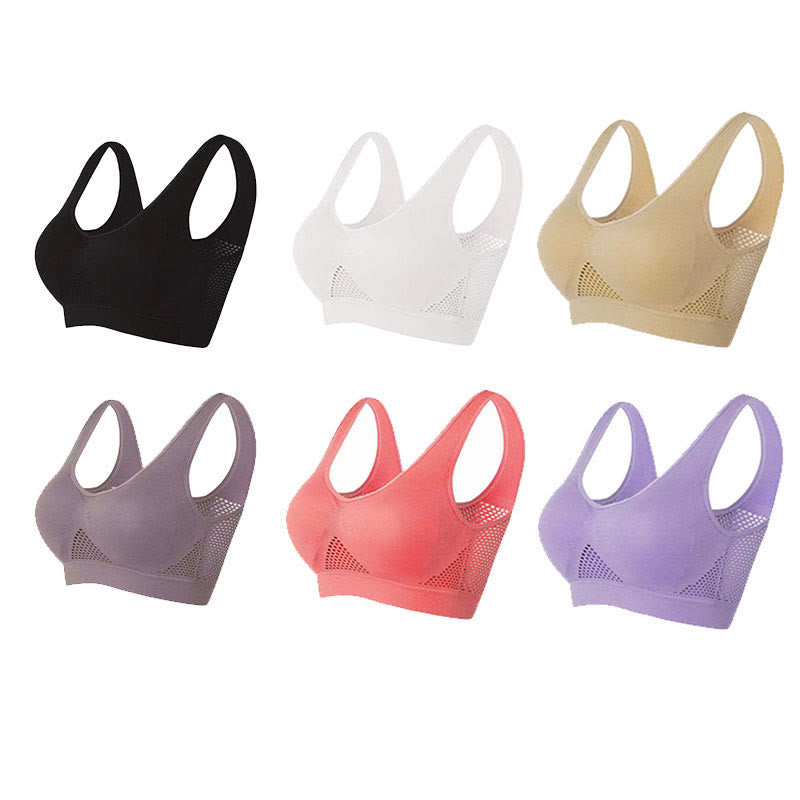 Mesh-Cutout-Sport-BHs in Übergröße (2er-Pack)