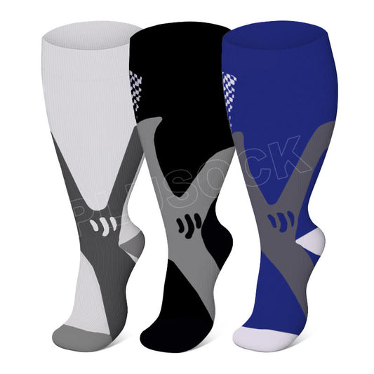 2XL-7XL Übergröße Weite Waden-Sport-Kompressionsstrümpfe (3 Paar) - Mehrfarbig - 7XL - image 0