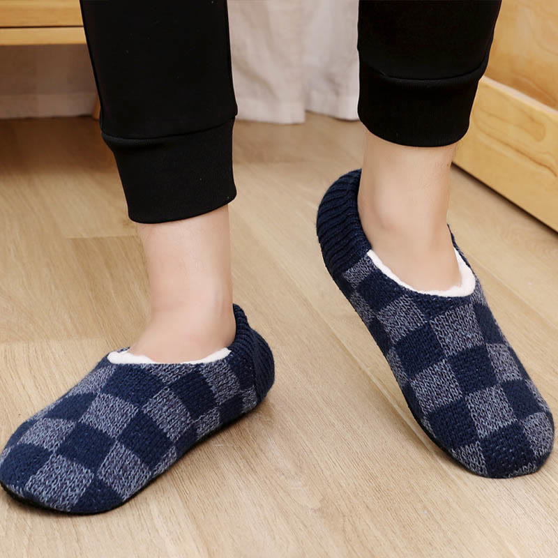 Karierte Slipper-Socken in Übergröße - Dunkelblau - EU40-43 (US7-9) - image 6