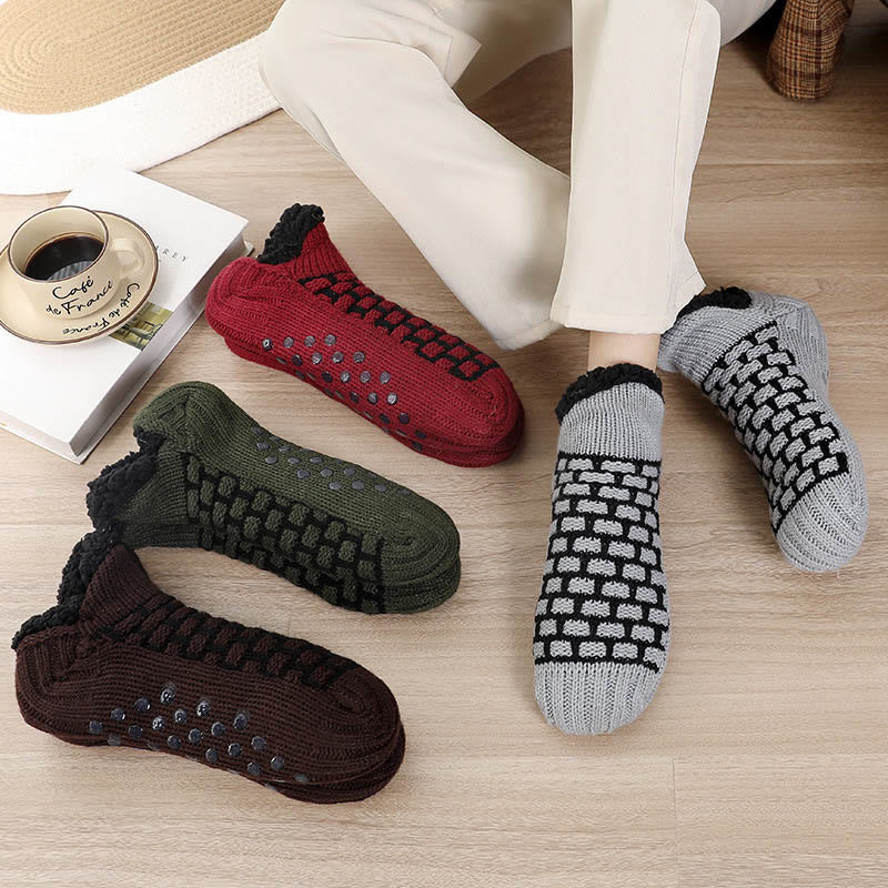 Übergröße Slipper-Socken mit rechteckigem Gittermuster - image 0