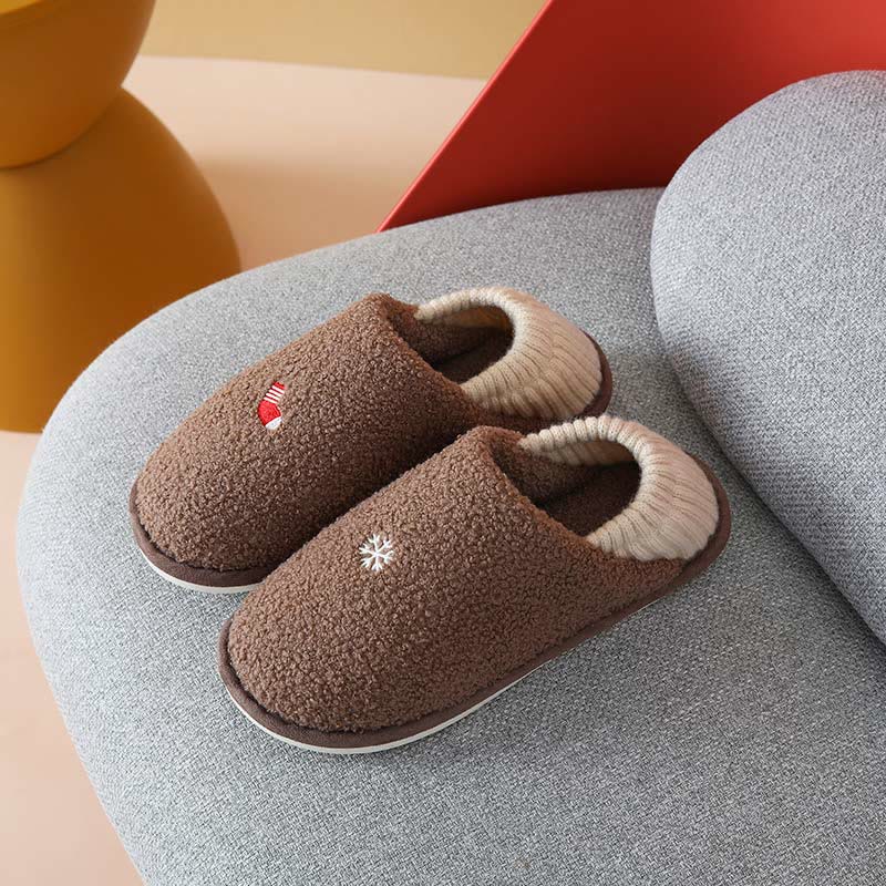 Übergröße Slipper-Socken mit Schneeflockenmuster - Kaffee - US 10-11 - image 10