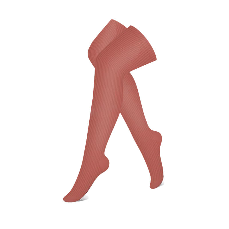 Rosa, orange und beige Kompressionsstrümpfe mit Oberschenkelhöhe (3 Paar) - Orange - S/M - image 6