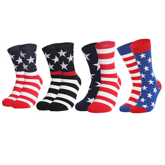 Viertelsocken mit Elementen der amerikanischen Flagge in Übergröße (4 Paar)