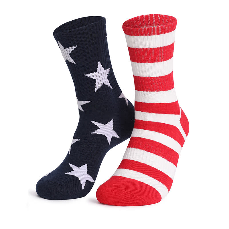 Viertelsocken mit Elementen der amerikanischen Flagge in Übergröße (4 Paar)