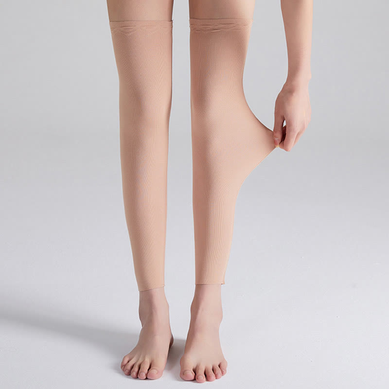 Modale, einfarbige, atmungsaktive Kompressionsstrümpfe bis zum Oberschenkel - image 2