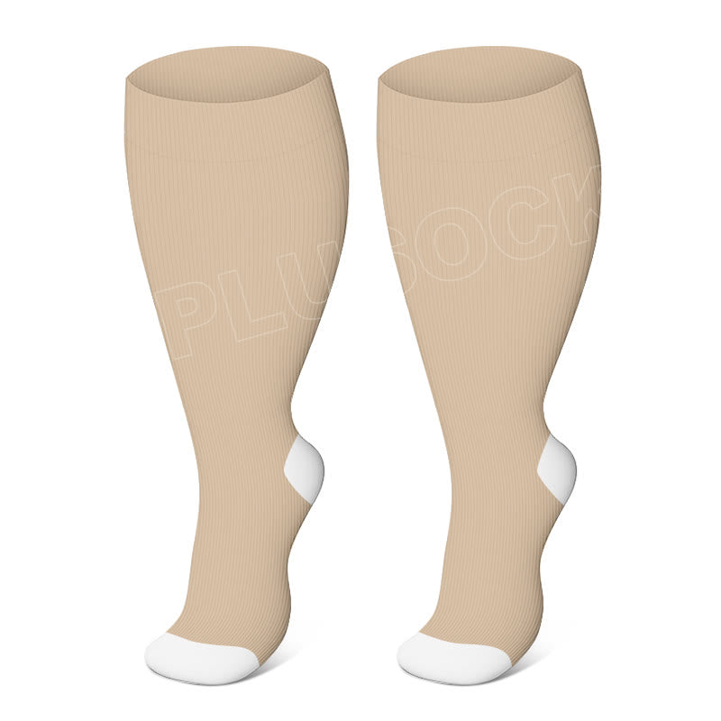Elastische Kompressionsstrümpfe in Übergröße, einfarbig - Nackt - 4XL - image 12