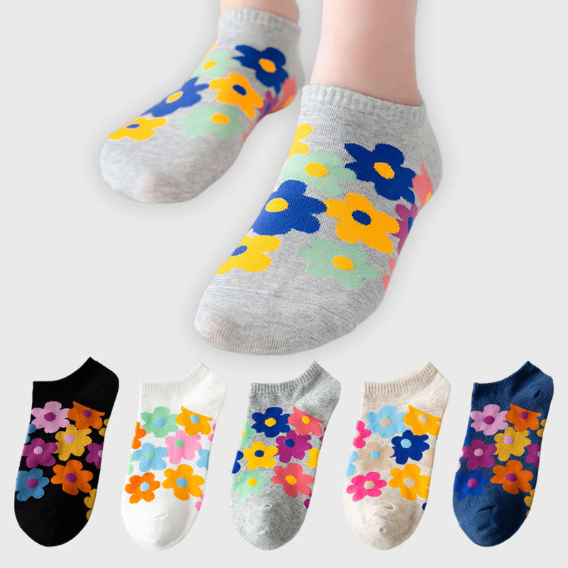 Füßlinge mit farbigen Blumen in Übergröße (5 Paar) - image 1