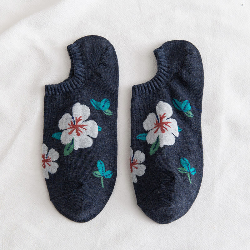 Weiche Füßlinge mit Blumenmuster in Übergröße (10 Paar) - Marineblau - EU37-40 (US4-7) - image 7
