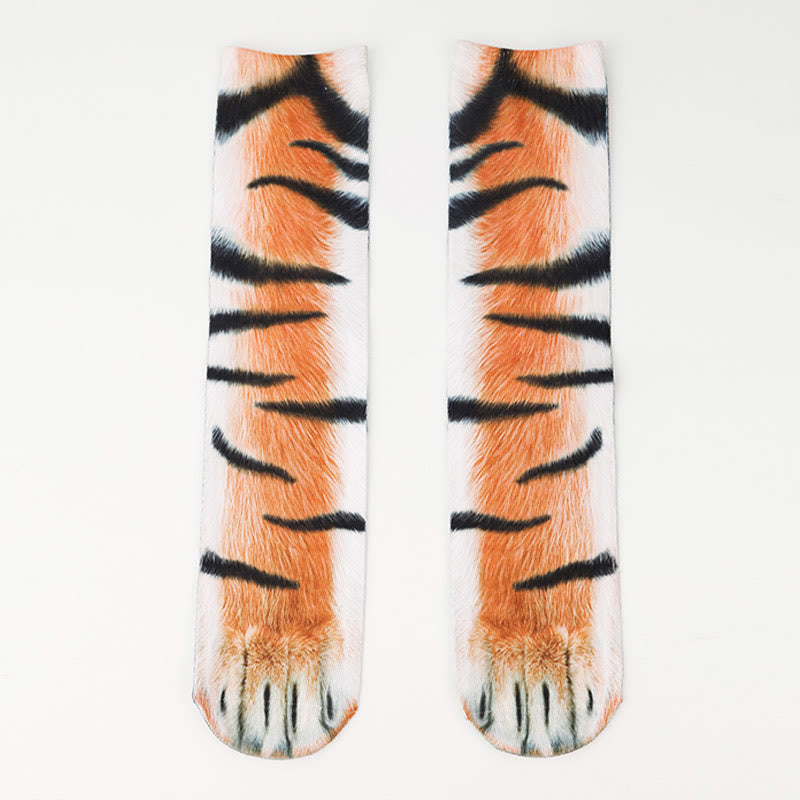 Viertelsocken mit Zebra-, Elefanten- und Tigerpfotenmotiv in Übergröße (3 Paar) - image 2