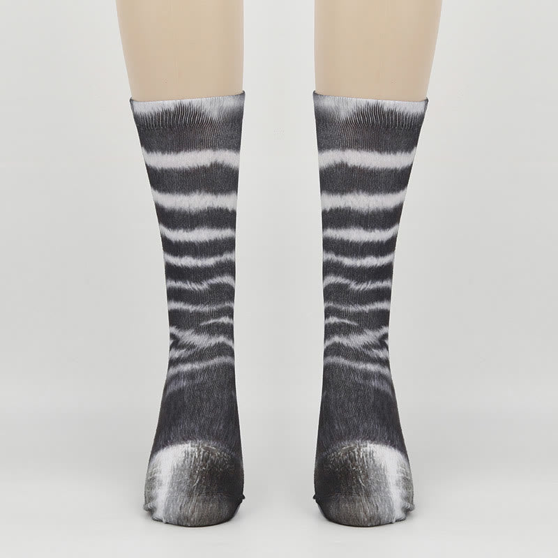 Viertelsocken mit Zebra-, Elefanten- und Tigerpfotenmotiv in Übergröße (3 Paar) - Zebra - EU38-44 (US5-10) - image 5