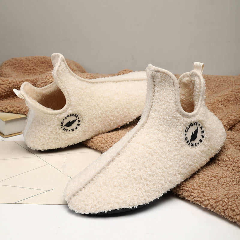 Einfarbige Plüsch-Slipper-Socken in Übergröße