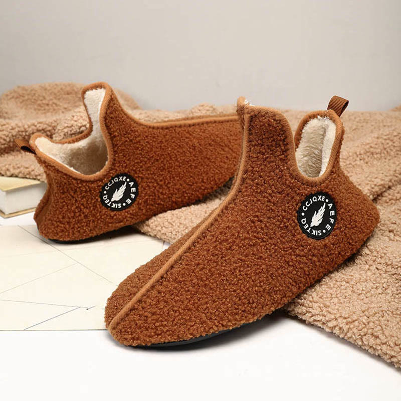 Einfarbige Plüsch-Slipper-Socken in Übergröße