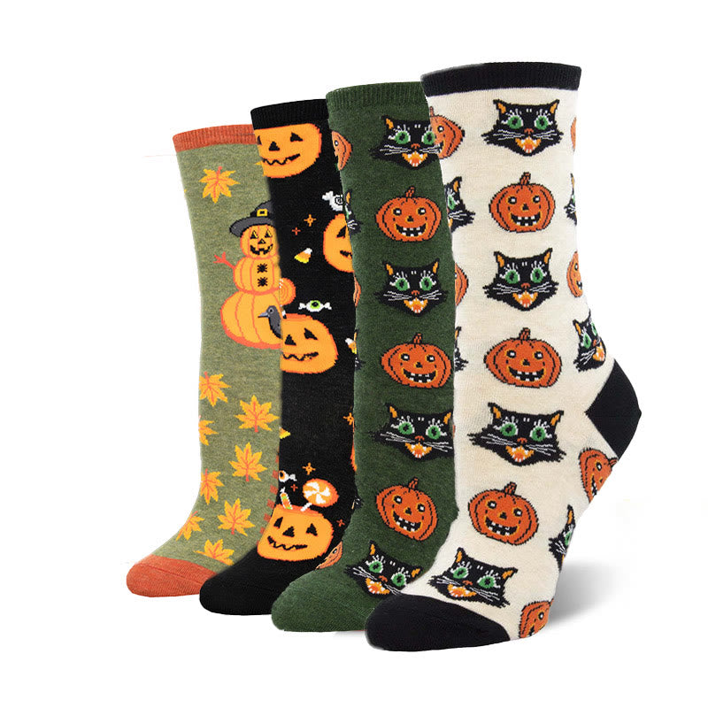 Lustige Halloween-Crew-Socken in Übergröße (4 Paar)