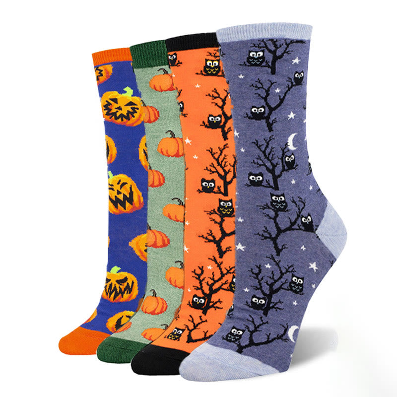 Crew-Socken mit kreativem Halloween-Muster in Übergröße (4 Paar) - Mehrfarbig - EU36-42 (US3-8,5) - image 1