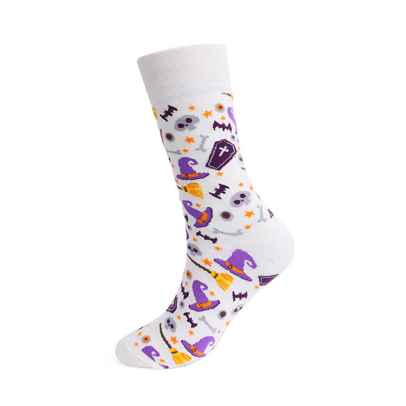 Übergröße Kürbis-Totenkopf-Halloween-Crew-Socken (3 Paar)