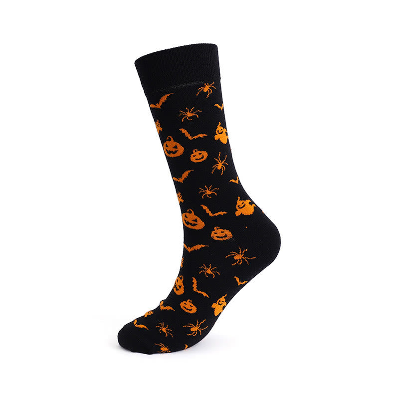 Übergröße Kürbis-Totenkopf-Halloween-Crew-Socken (3 Paar)