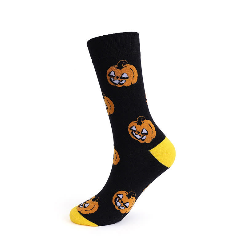 Übergröße Kürbis-Totenkopf-Halloween-Crew-Socken (3 Paar)