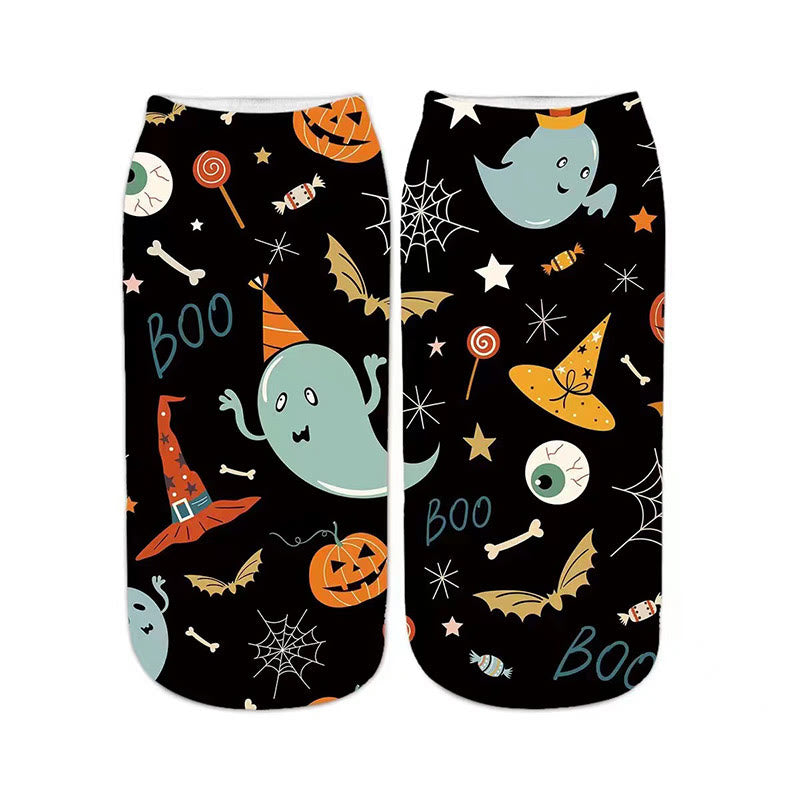 Viertelsocken mit Kürbis-Spukhaus-Motiv in Übergröße (5 Paar) - image 5