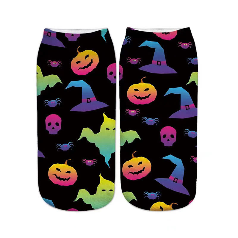 Viertelsocken mit Kürbis-Spukhaus-Motiv in Übergröße (5 Paar) - image 2