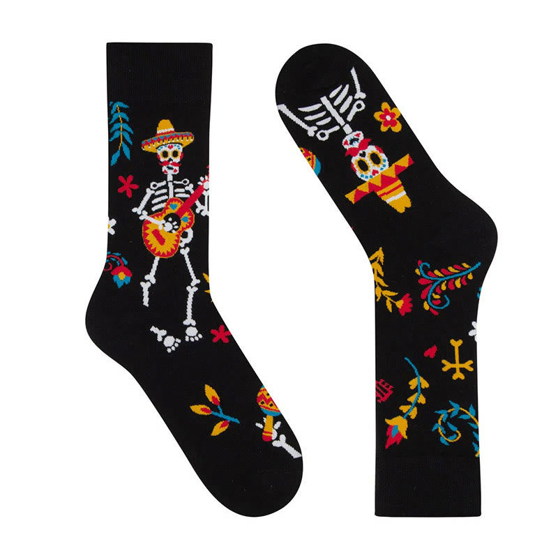 Crew-Socken mit tanzendem Skelett in Übergröße (4 Paar) - image 5
