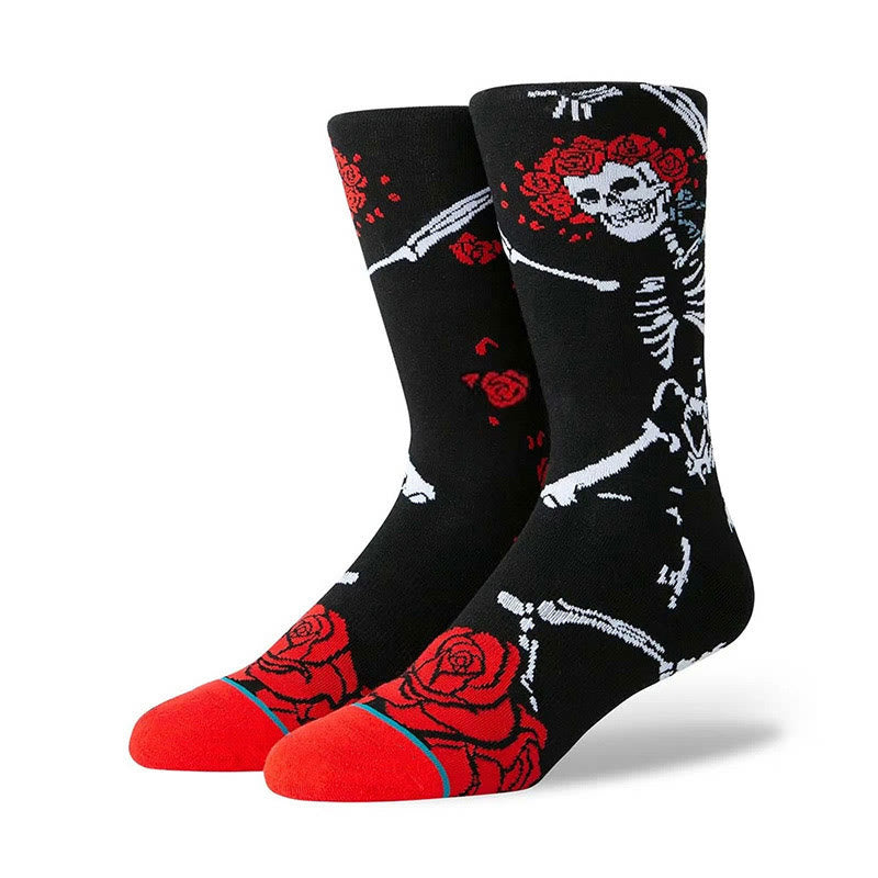 Crew-Socken mit Rosen-Skelett in Übergröße (3 Paar) - image 2