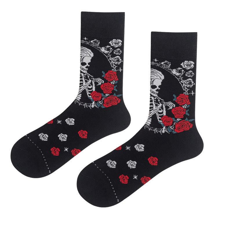 Modische Crew-Socken mit Totenkopfmotiv in Übergröße (3 Paar) - Schwarz - EU36-42 (US3-8,5) - image 1