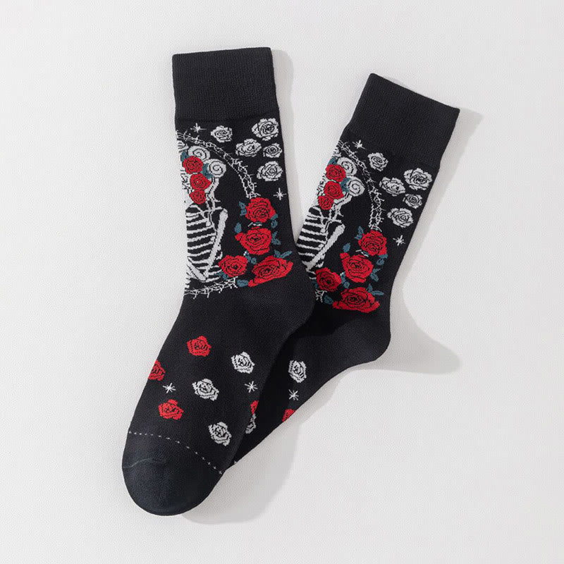 Modische Crew-Socken mit Totenkopfmotiv in Übergröße (3 Paar) - image 2
