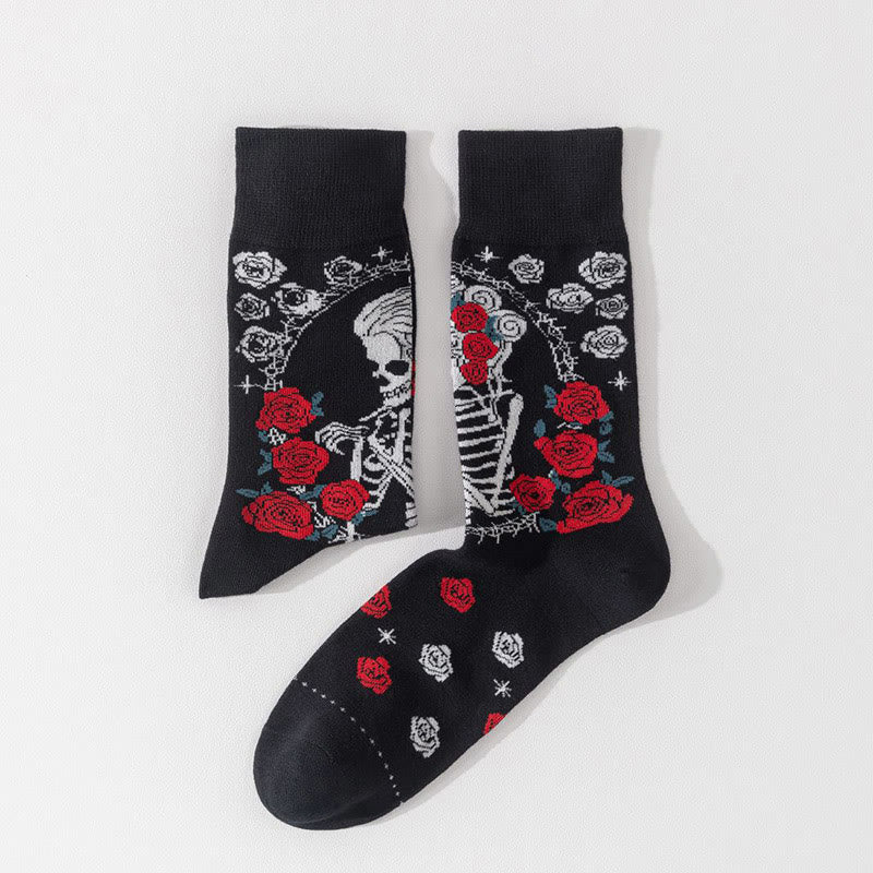 Modische Crew-Socken mit Totenkopfmotiv in Übergröße (3 Paar) - image 3