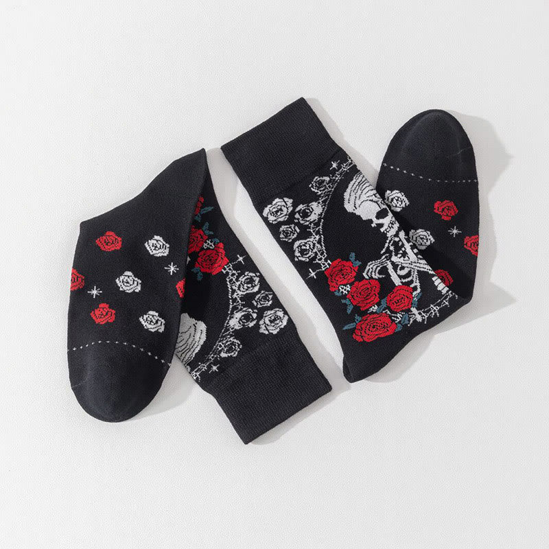 Modische Crew-Socken mit Totenkopfmotiv in Übergröße (3 Paar) - image 6