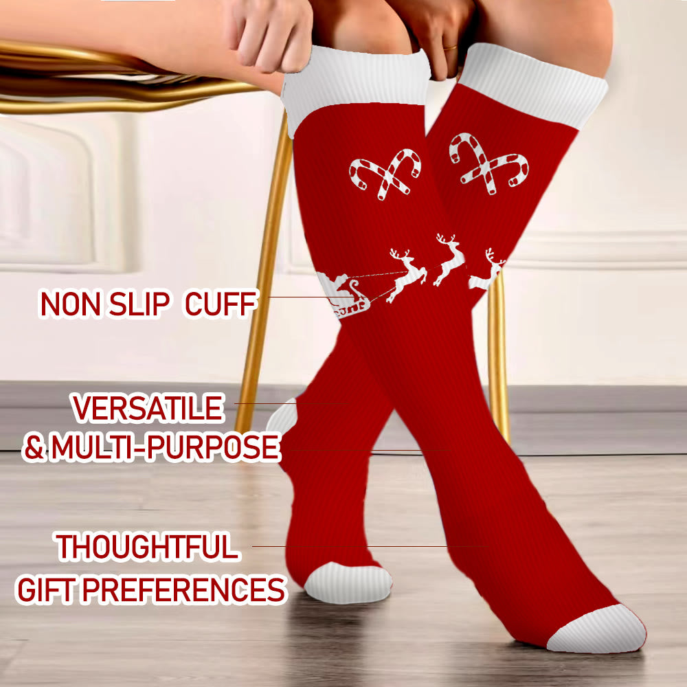 Kompressionsstrümpfe „Candy Cane Elk“ in Übergröße (3 Paar) - image 5