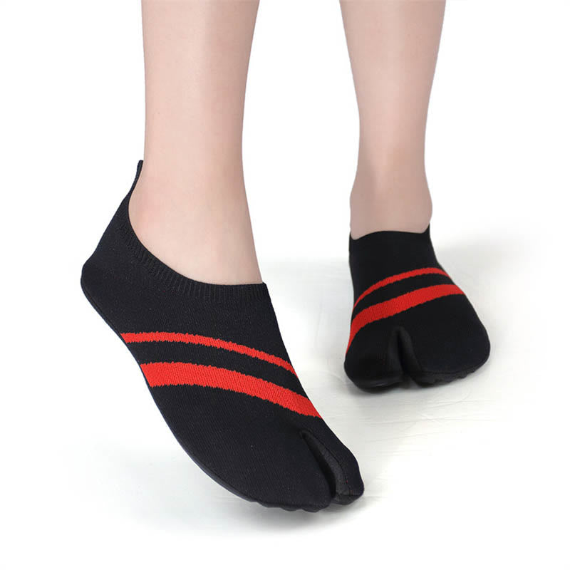 Gestreifte Slipper-Socken mit geteilter Zehenpartie in Übergröße - image 5
