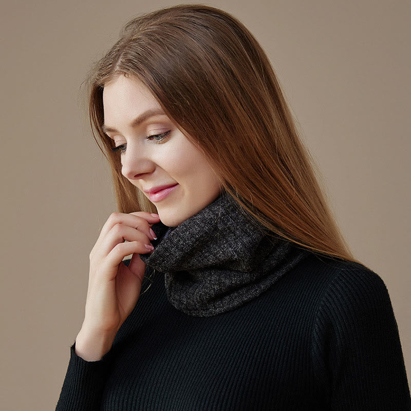 Einfarbiges, schlichtes 2-in-1-Set mit Beanie-Schal und Strick