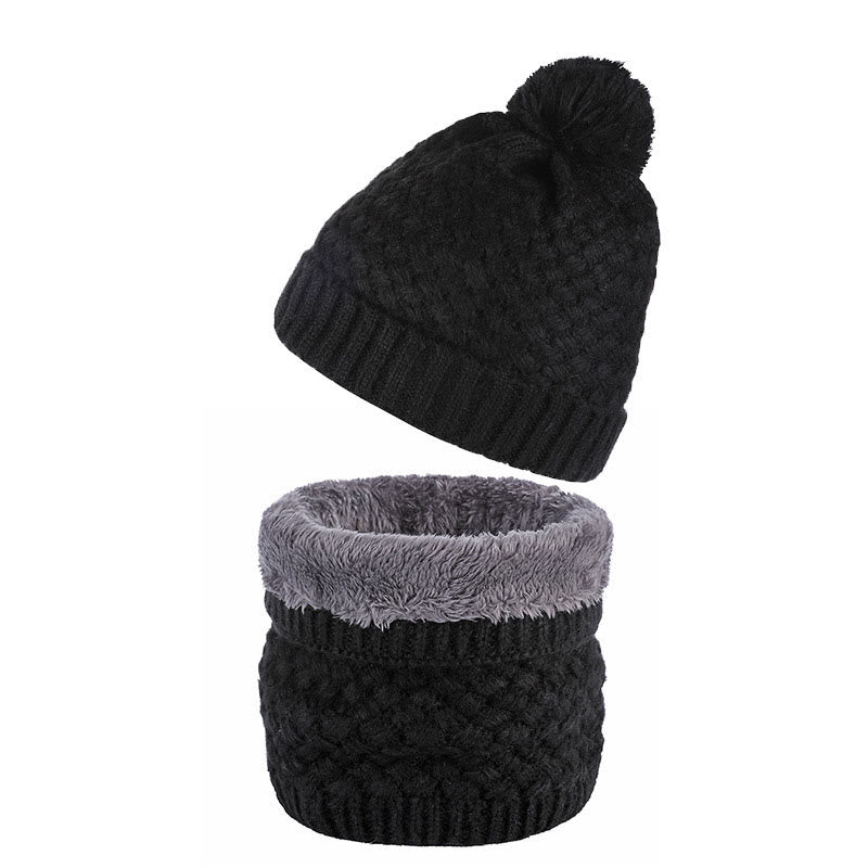 Winter Fleece Strickmütze Schal 2 in 1 Set