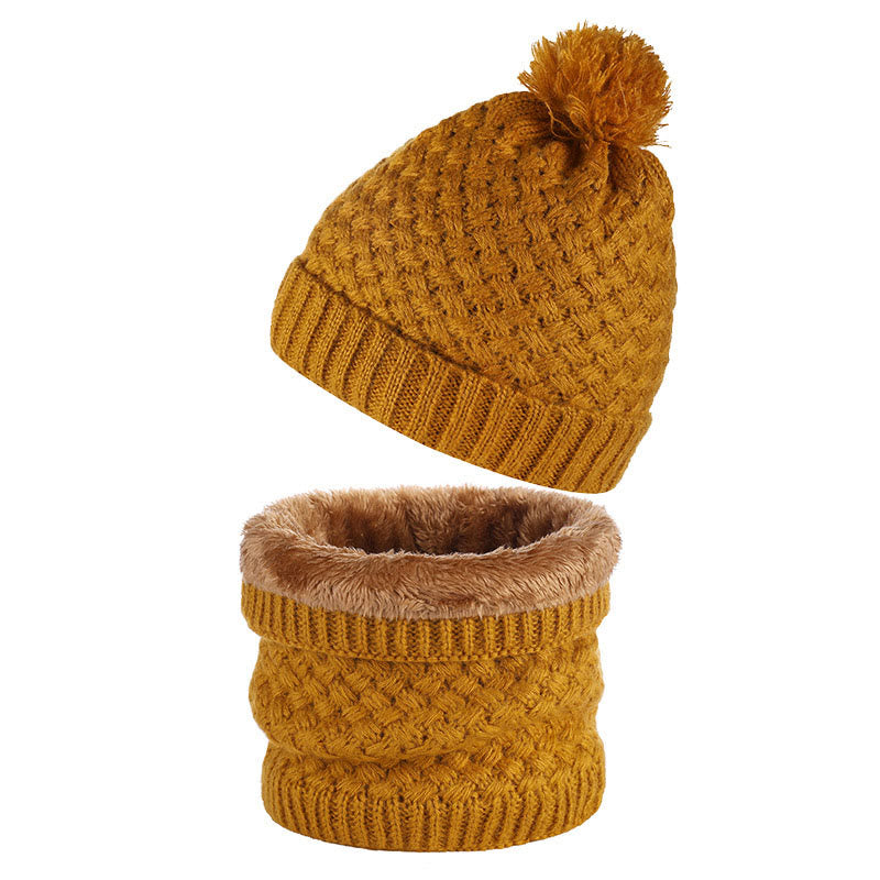 Winter Fleece Strickmütze Schal 2 in 1 Set