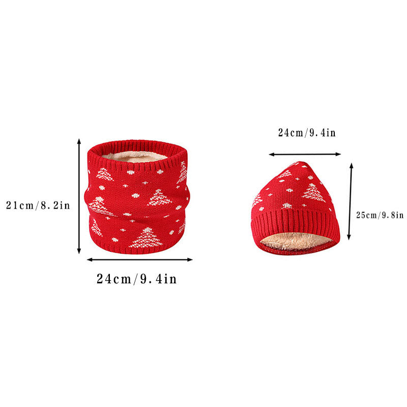 Winter-Weihnachtsbaum-Mützen-Schal 2-in-1-Set